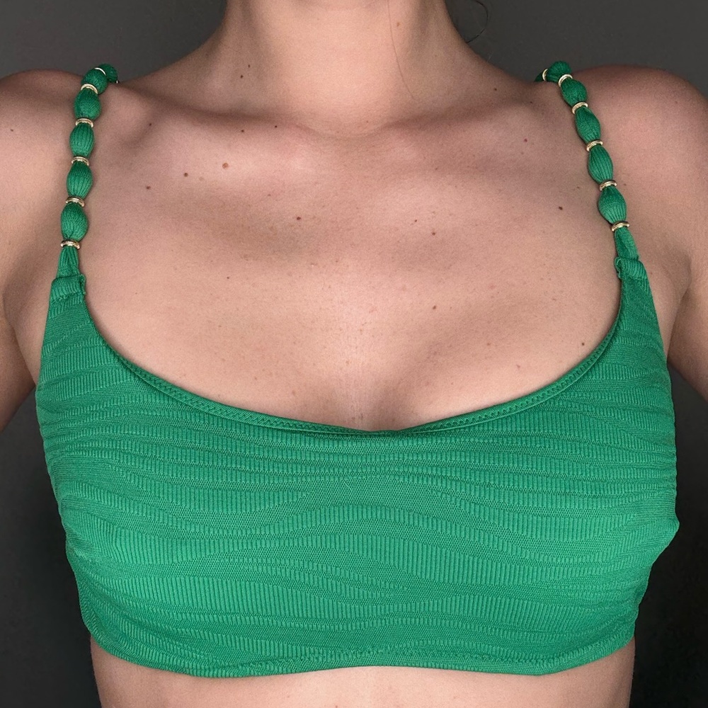 Elegant Green Beaded Strap Bralette